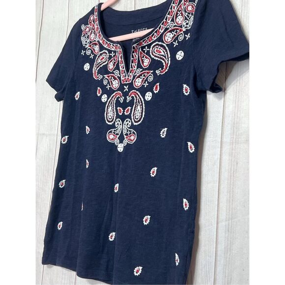 Talbots navy blue embroidered tee size P - Picture 2 of 8